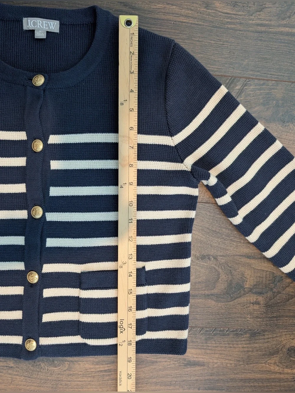 J.Crew Emilie Sweater Lady Jacket in Stripe Navy Ecru Size Small